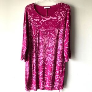 BRYN WALKER 3/4 SLEEVE Fuchsia Pink Tunic